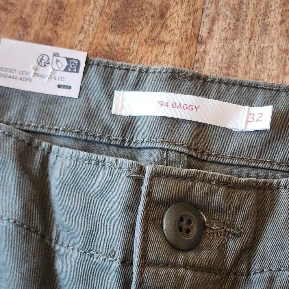 Levi's '94 Baggy Cargo Pants Mens 32 Green Adjustable Hem Workwear